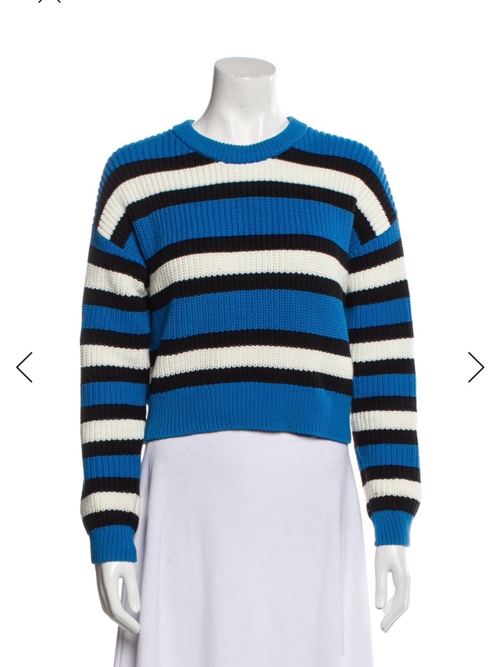 A.L.C. Blue Stripe Cropped Knit Sweater XS Cotton Blend Pullover